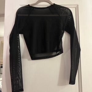 Beyond Yoga Black Mesh Long Sleeve Top